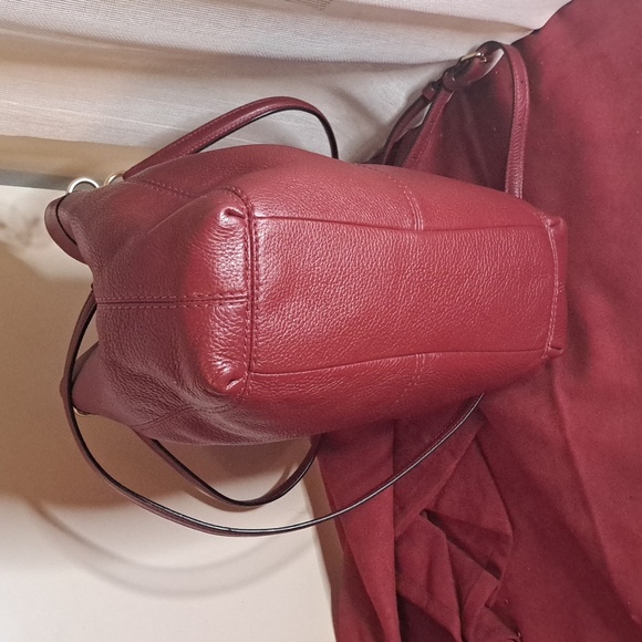 🎁 NEW Coach Lexy Pebble Soft Dark Red Leather Satchel Crossbody Bag - Picture 6 of 9